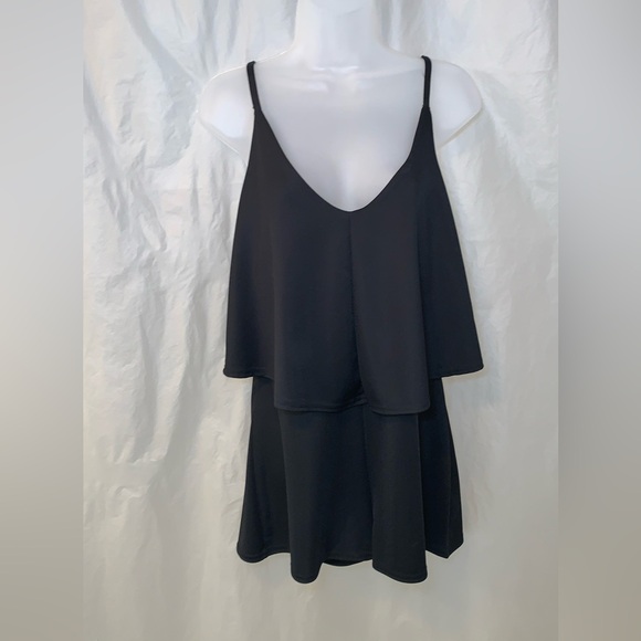 Black US 12 PLUS STEPHANIE DOUBLE LAYER PLAYSUIT - Picture 3 of 15